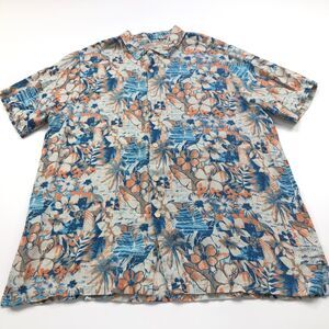 Margaritaville XL Silk Linen Hawaiian Aloha Button Short Sleeve Collared Shirt